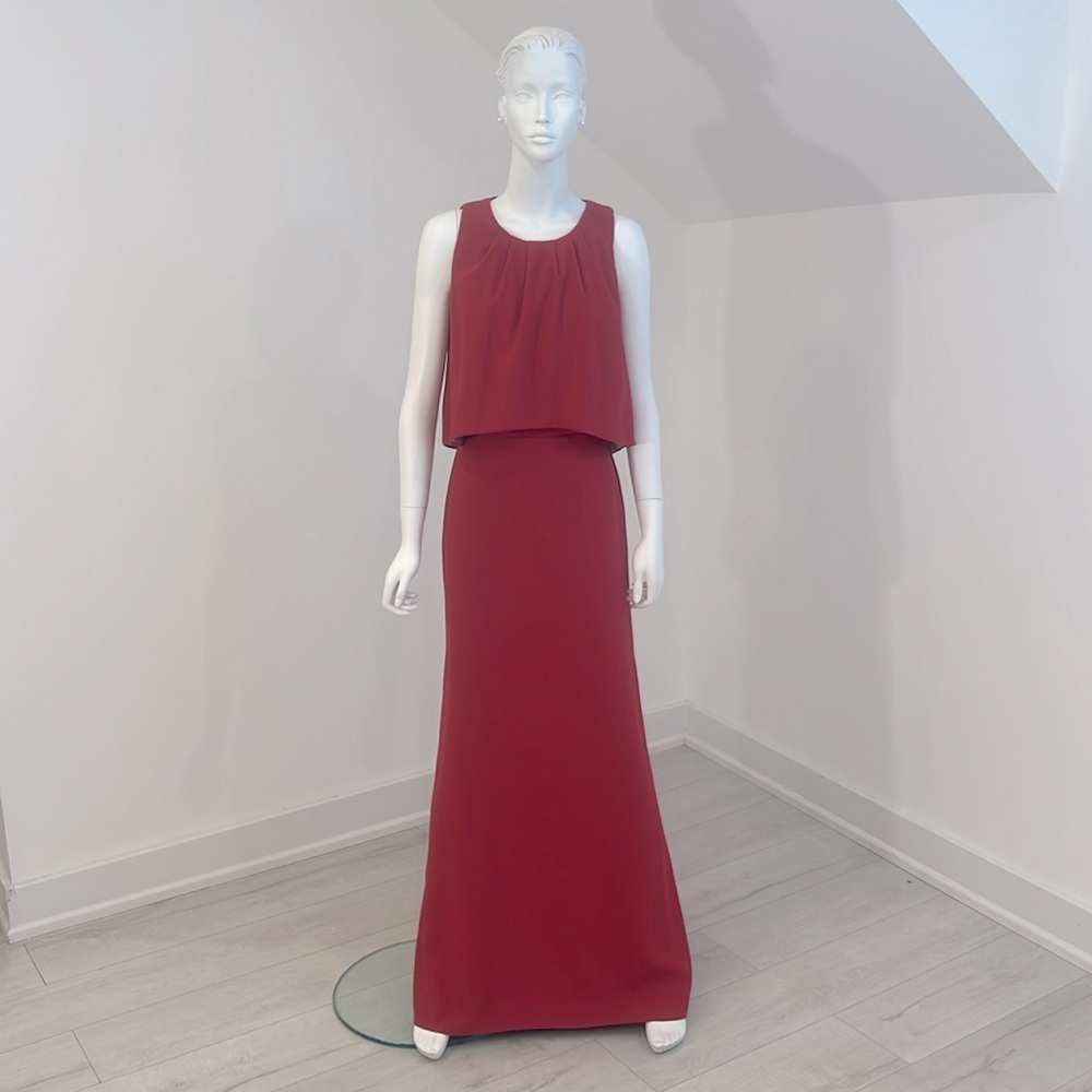 Sample NWT Lela Rose LR220 size 12 Claret red Crepe Pristine